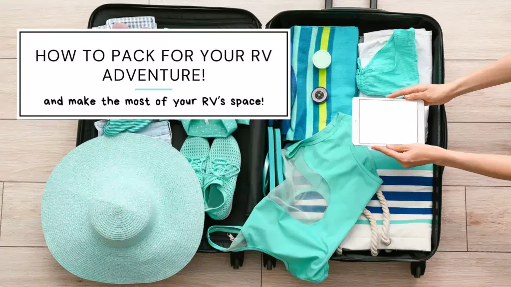 Stock image of a person packing their belongings and technology for an RV adventure